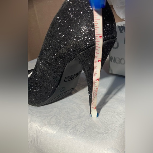 NIB Bongo 7 Black Glitter Stiletto 3.5” Heels Party - Picture 5 of 9